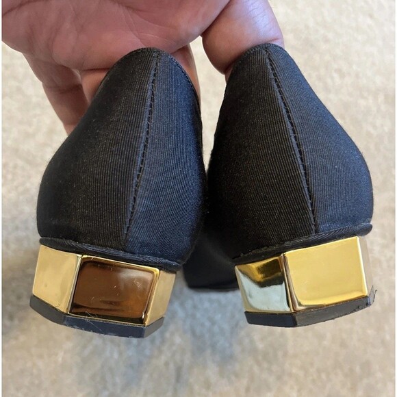 TORY BURCH Women's Regina Shoes Block Heel Square Toe Black Fabric Size 11 M - Picture 6 of 7